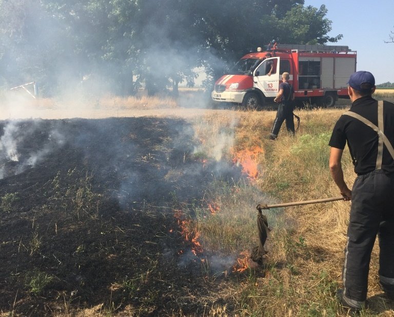 Гаряча доба на Херсонщині: вчора рятувальники 17 разів гасили суху рослинність